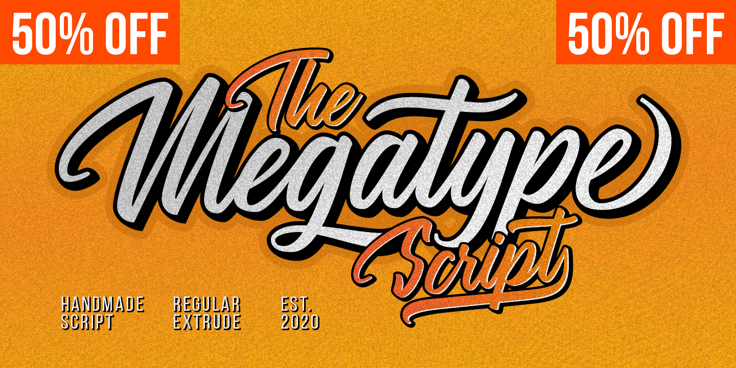 Ejemplo de fuente Megatype Script Regular